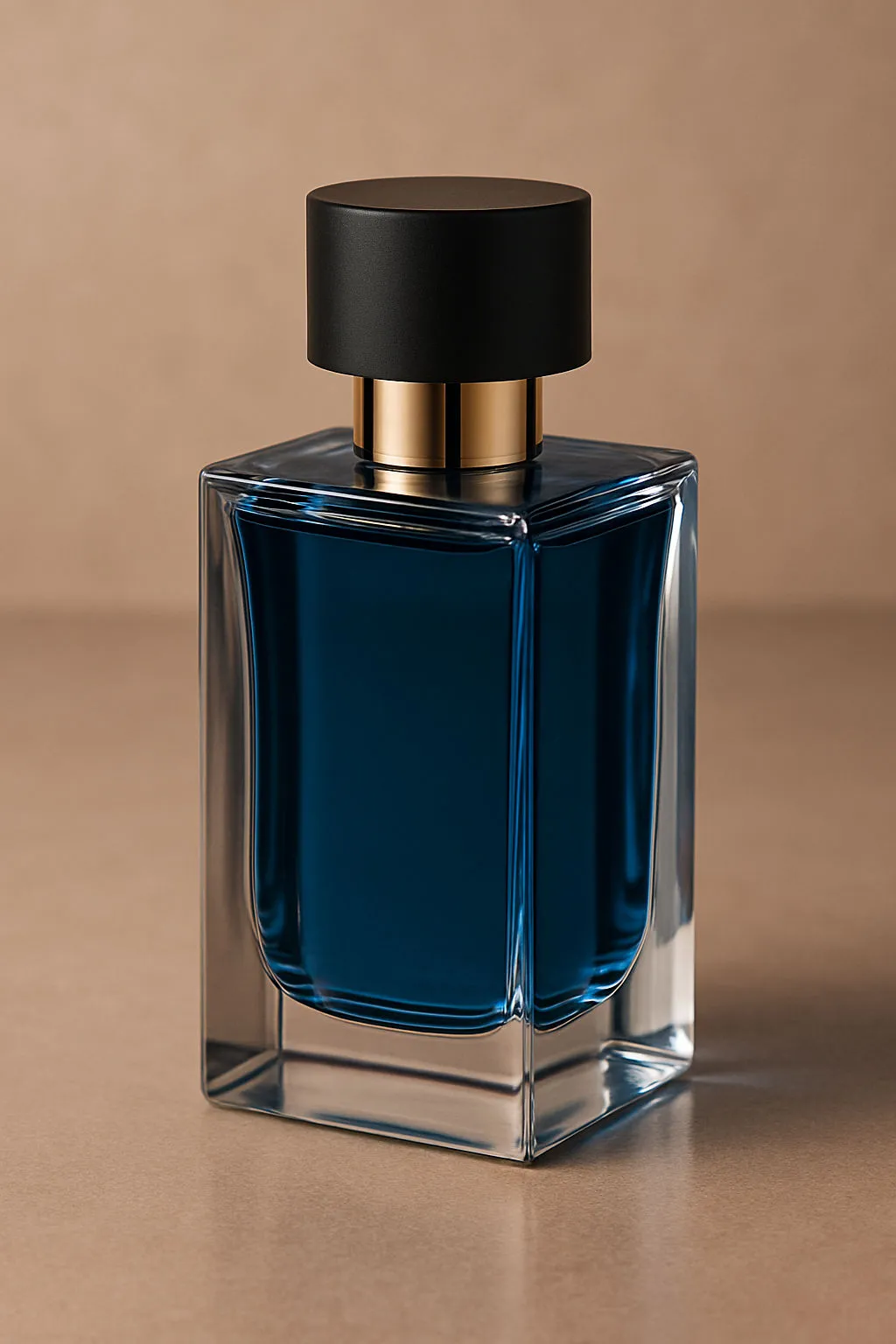 Botol custom Parfum Dark Blue Ocean's - matte wood finish dengan ukiran motif suku